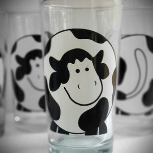 Set of 4! Vintage Heads & Tails Cow Glasses